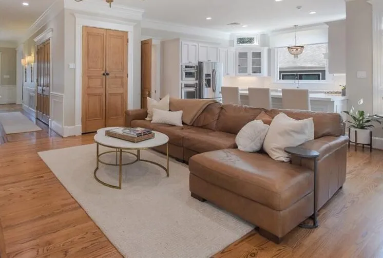 Guest-ready vacation rental living room with fresh linens